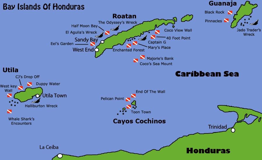 Honduras haritası Adaları