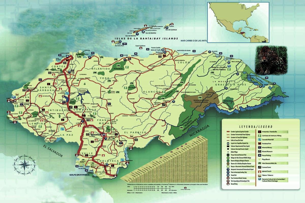 Honduras haritası coğrafya