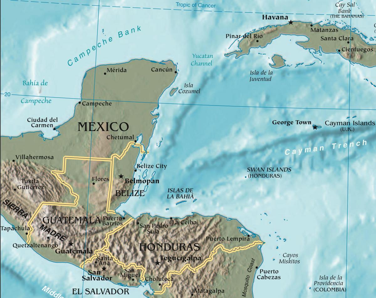 Honduras Körfezi haritası 