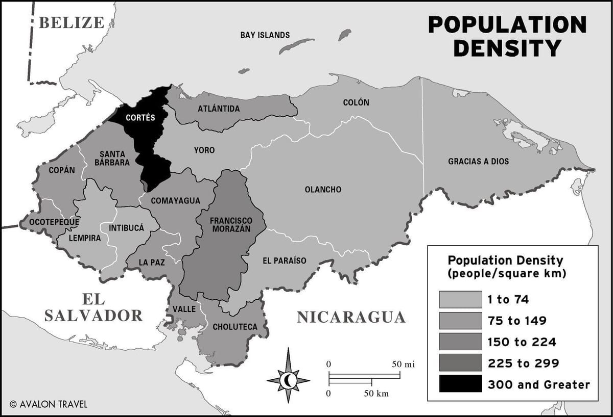 Honduras nüfusu haritası 