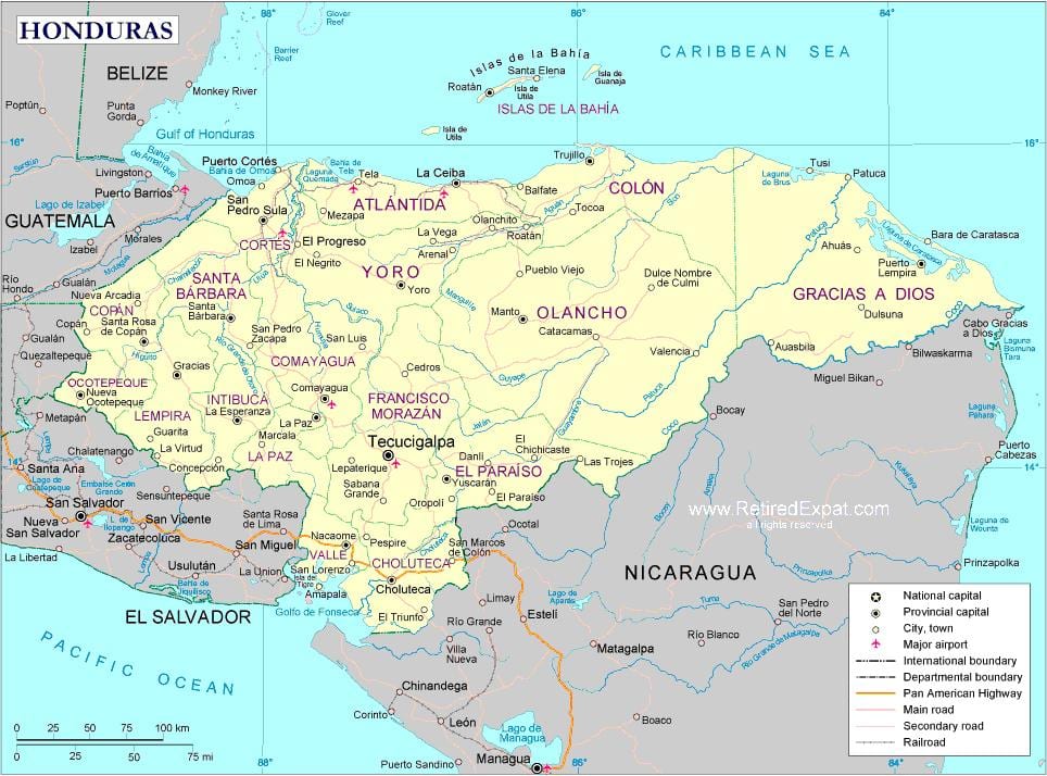 Honduras siyasi haritası göster
