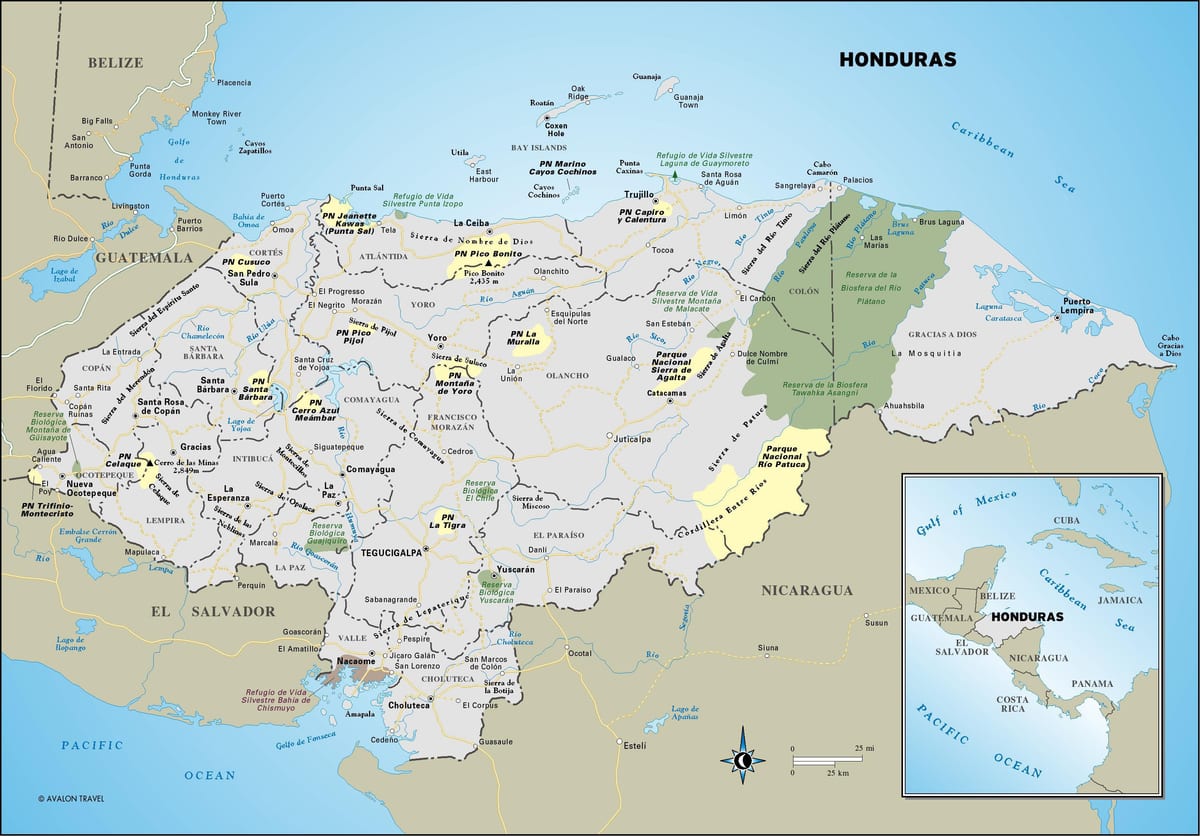 Honduras haritası turizm