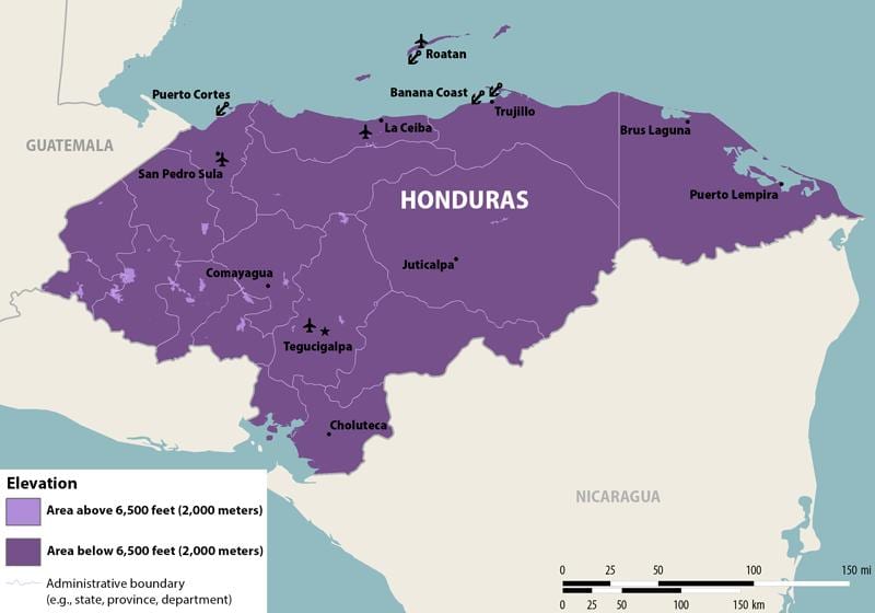Honduras haritası zika