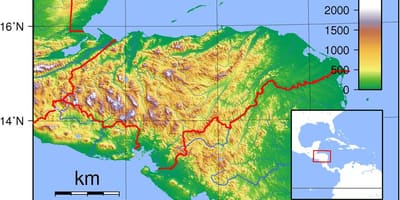Honduras haritası topografik