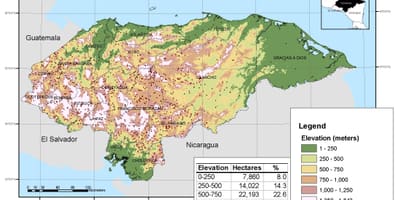 Honduras haritası yükseklik